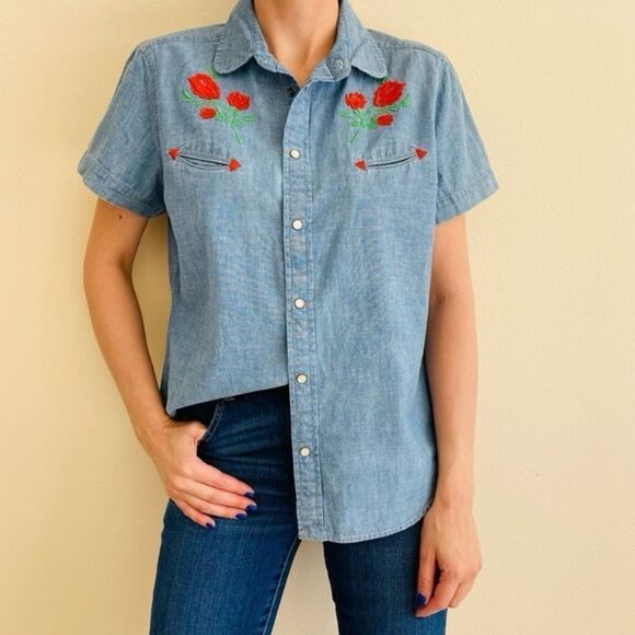 Polo Ralph Lauren Tops - Polo by Ralph Lauren Mila Embroidered Chambray Shirt NWT